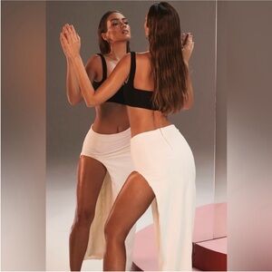 NWT House of CB Francesca Ivory Thigh Split Midi Skirt - Size XS